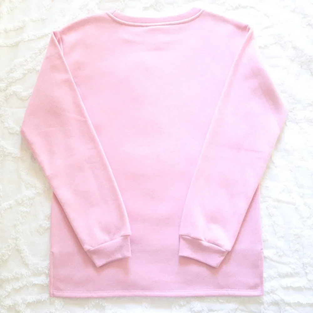 Peanuts | Snoopy Chenille Embroidered Patch Soft Fleece Pink Sweatshirt NWT | S - Picture 12 of 13